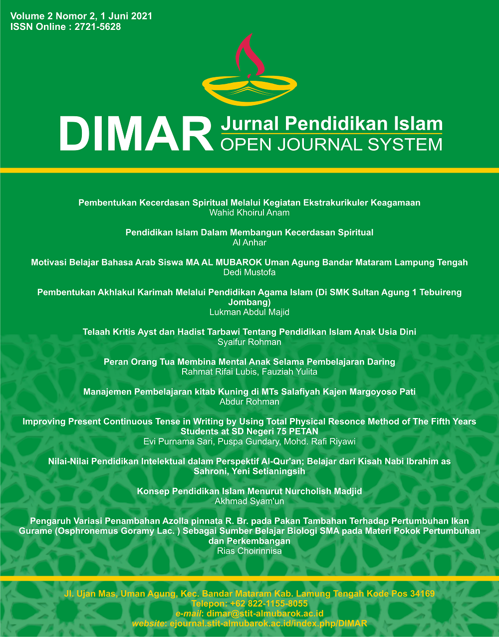 					View Vol. 2 No. 2 (2021): DIMAR: Jurnal Pendidikan Islam
				